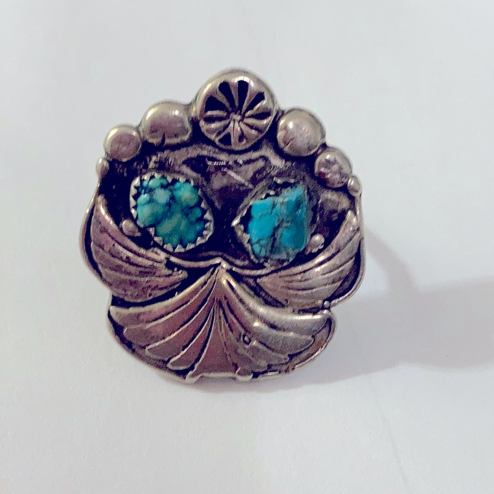 Massive handmade Native American turquoise ring